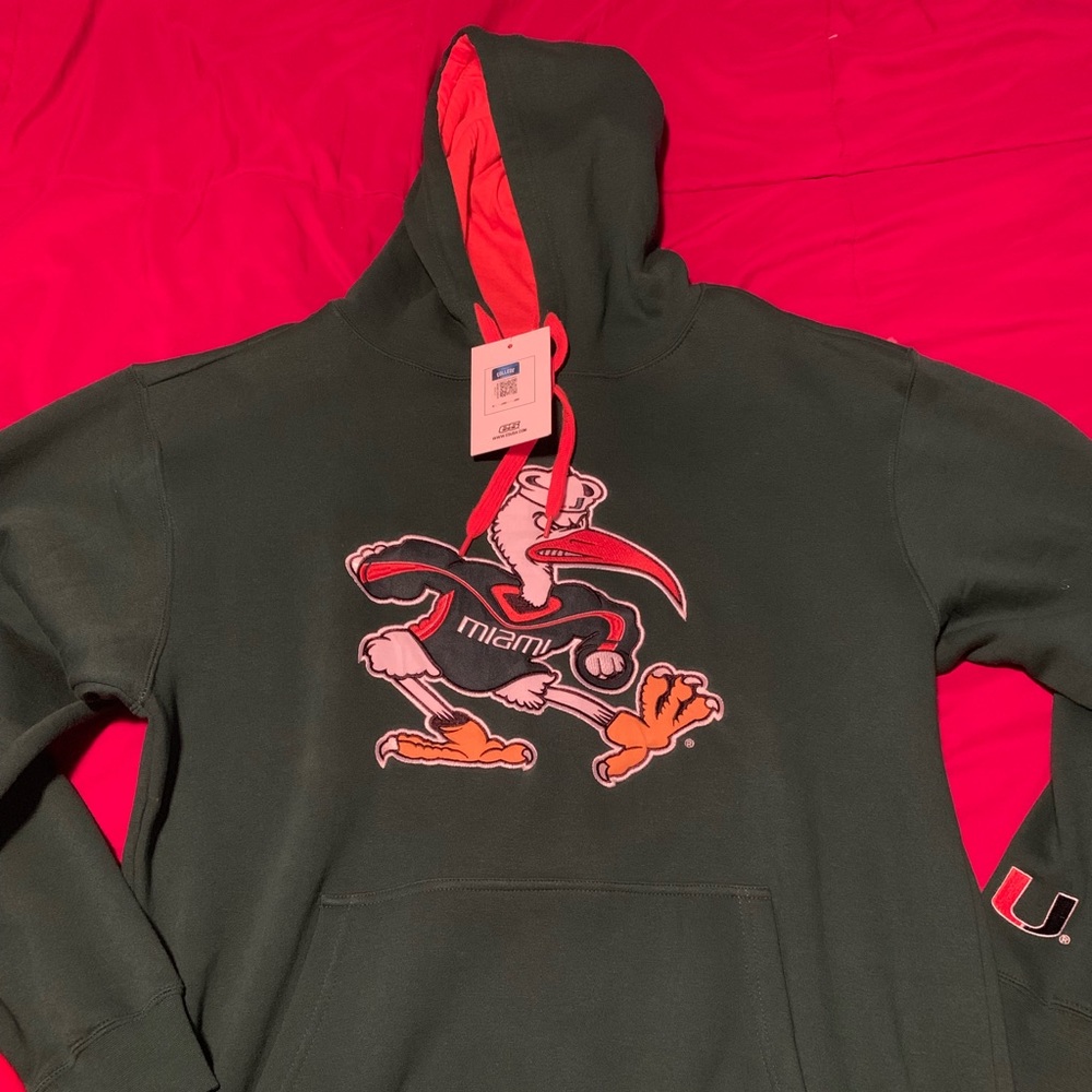 e5 Green Embroidered Miami Hurricanes Jacket